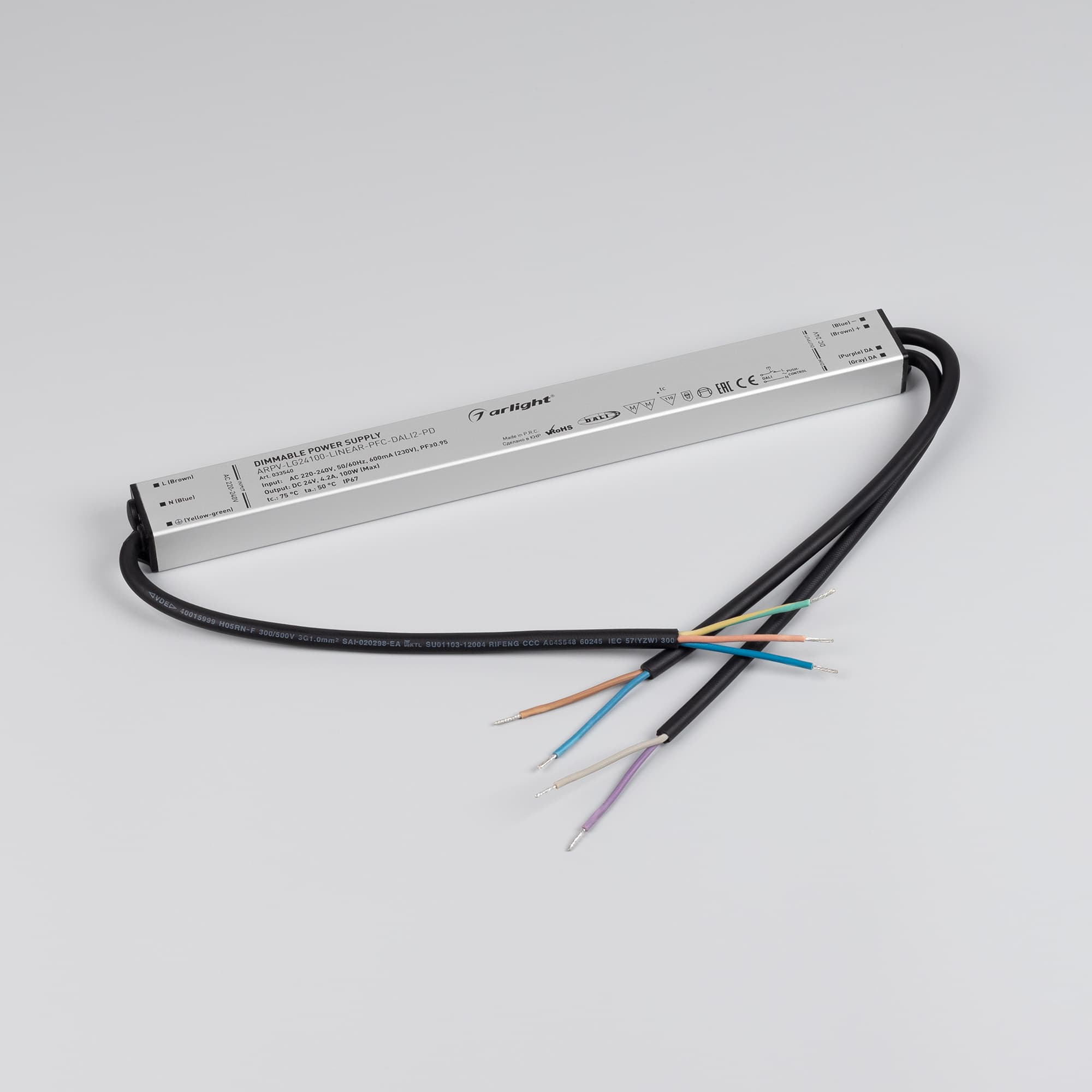 Блок питания ARPV-LG24100-LINEAR-PFC-DALI2-PD (24V, 4.2A, 100W) ( IP67 Металл, 5 лет)