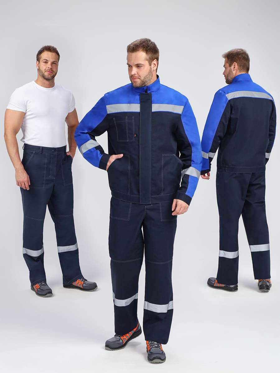 Костюм Бриготек-1 СОП (тк.Смесовая,260) брюки, т.синий/васильковый 52-54/ 194-200