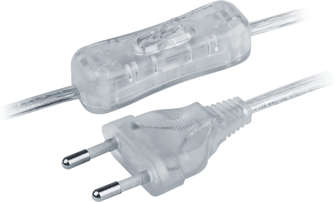 Шнур NPS-FS-170-2x0.5-TR 1.7м с выключателем прозрачный