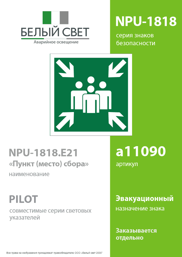 Знак безопасности NPU-1818.E21''Пункт (место) сбора''