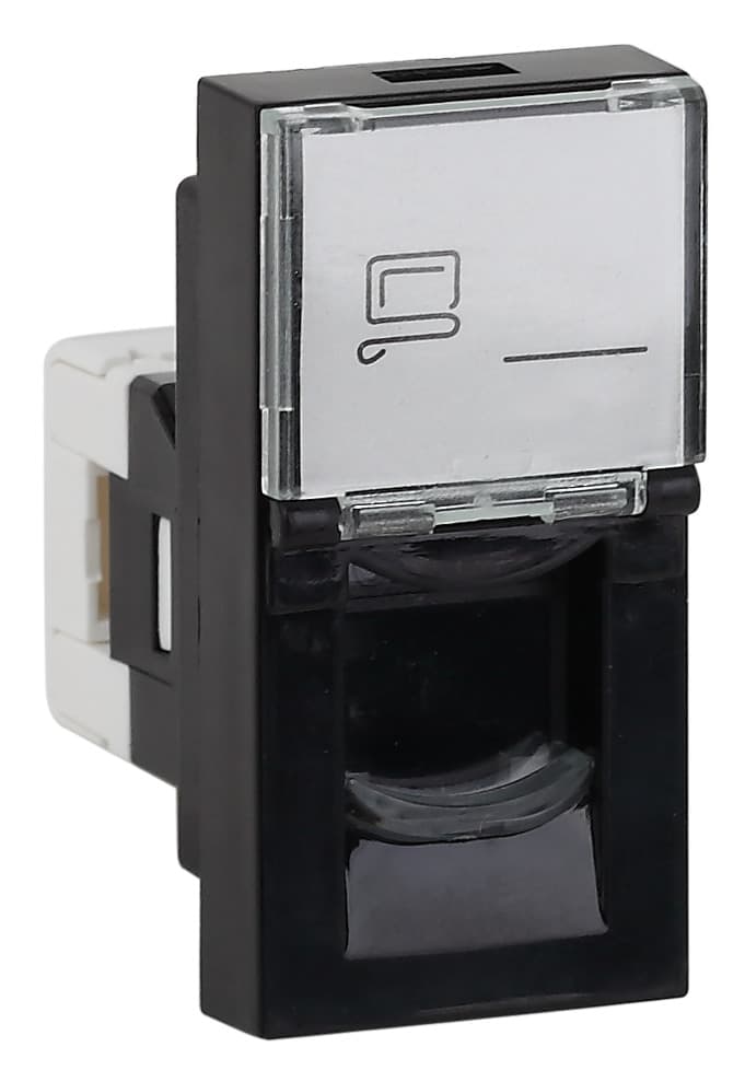 Розетка модульная компьютерная RJ-45 45х22,5мм черная