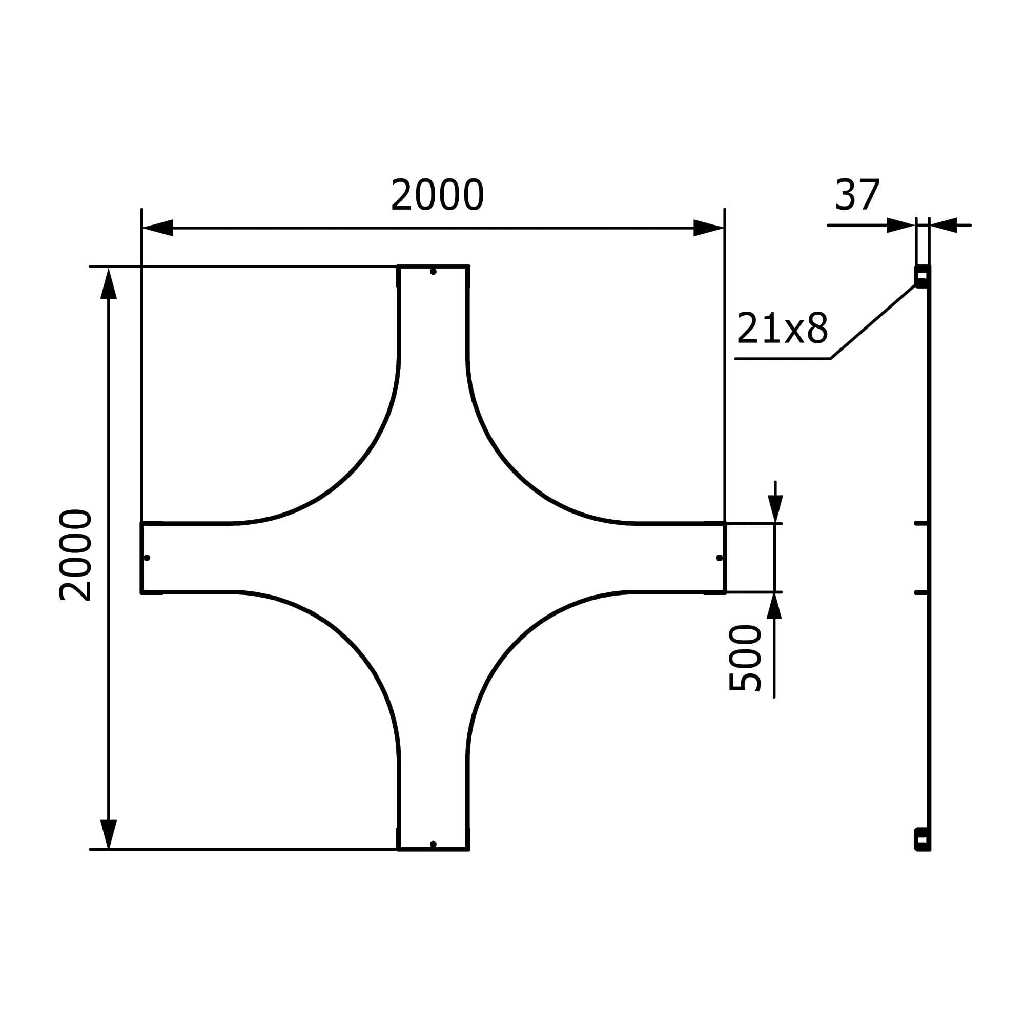 Крышка на X-ответвитель 500 R=660мм