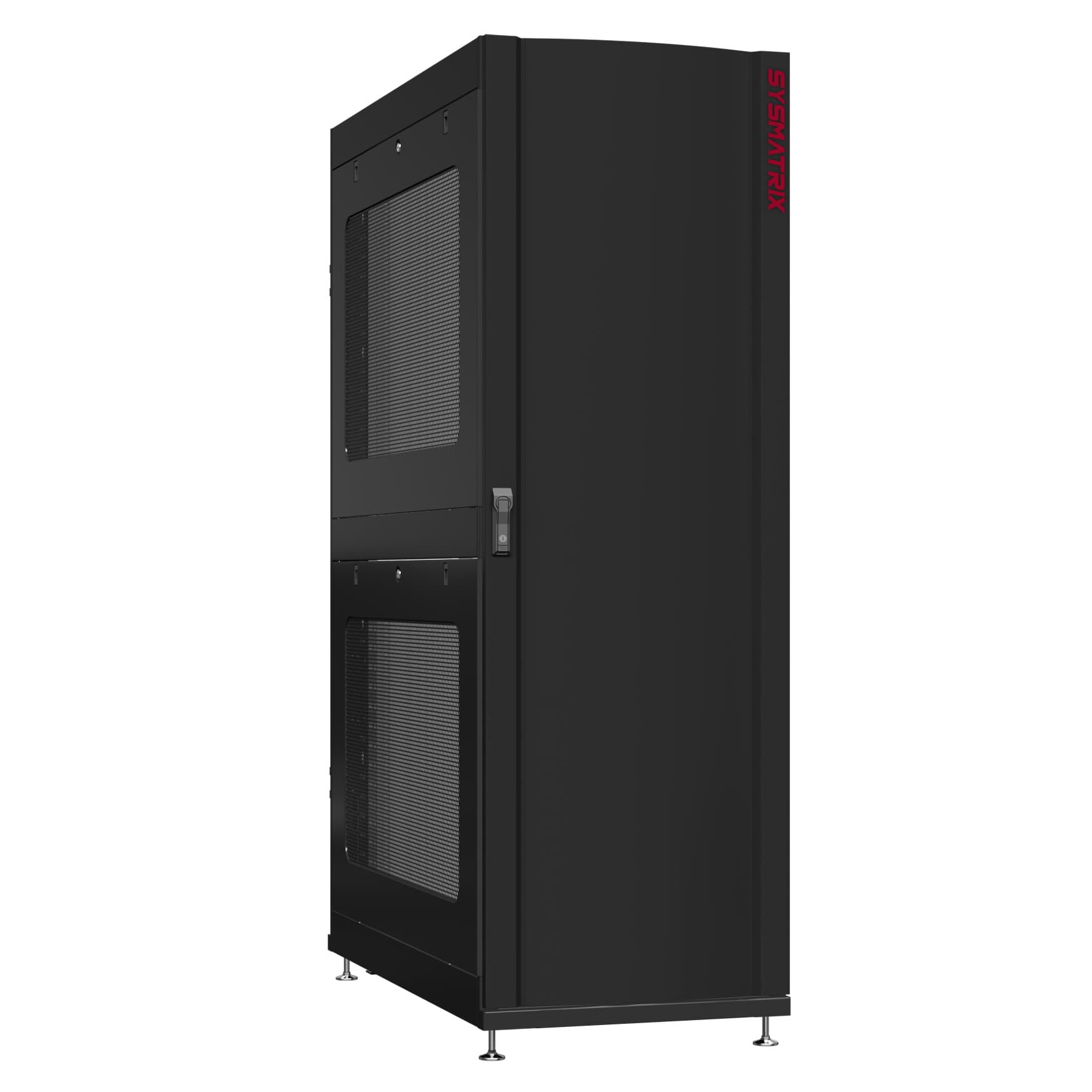 Шкаф серверный 48U 800х1070 передняя дверь: одностворчатая глухой металл IP51. задняя дверь: без. боковые панели: перфорированные. цвет: черный RAL9005