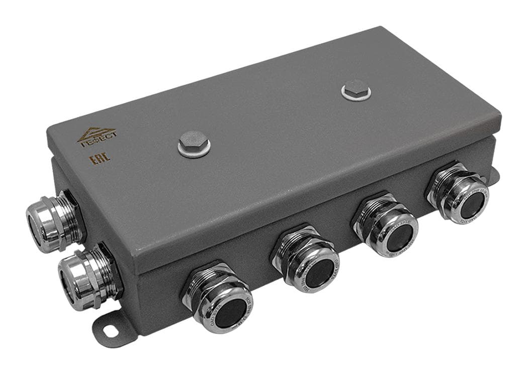 Коробка монтажная огнестойкая КМ-О (16к)-IP66-1224, корпус из нержавеющей стали, количество вводов 12