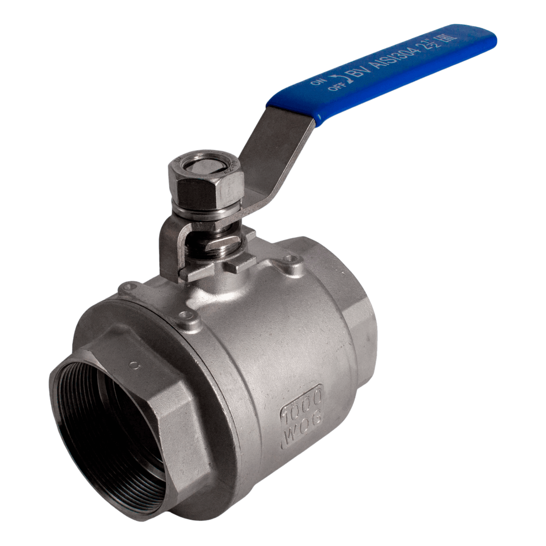Кран шаровый муфтовый двусоставной нержавеющий (2PC), AISI304 DN65 (2 1/2'), (CF8), PN25
