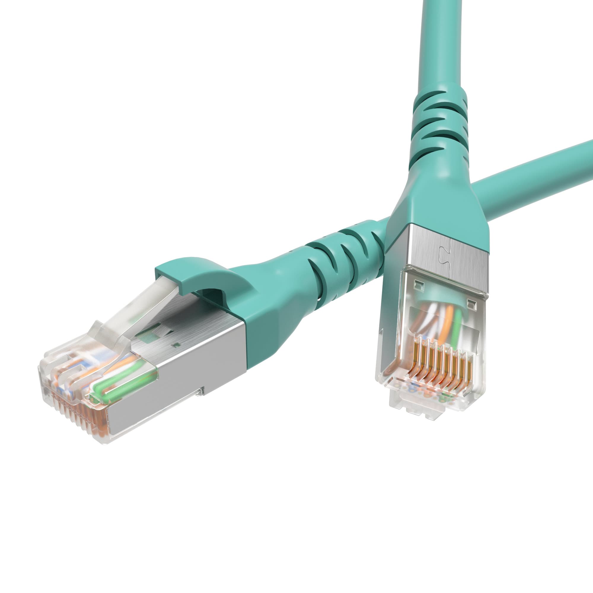 Патч-корд экранированный CAT6A S/FTP 4х2. LSZH. бирюзовый. 5.0 м
