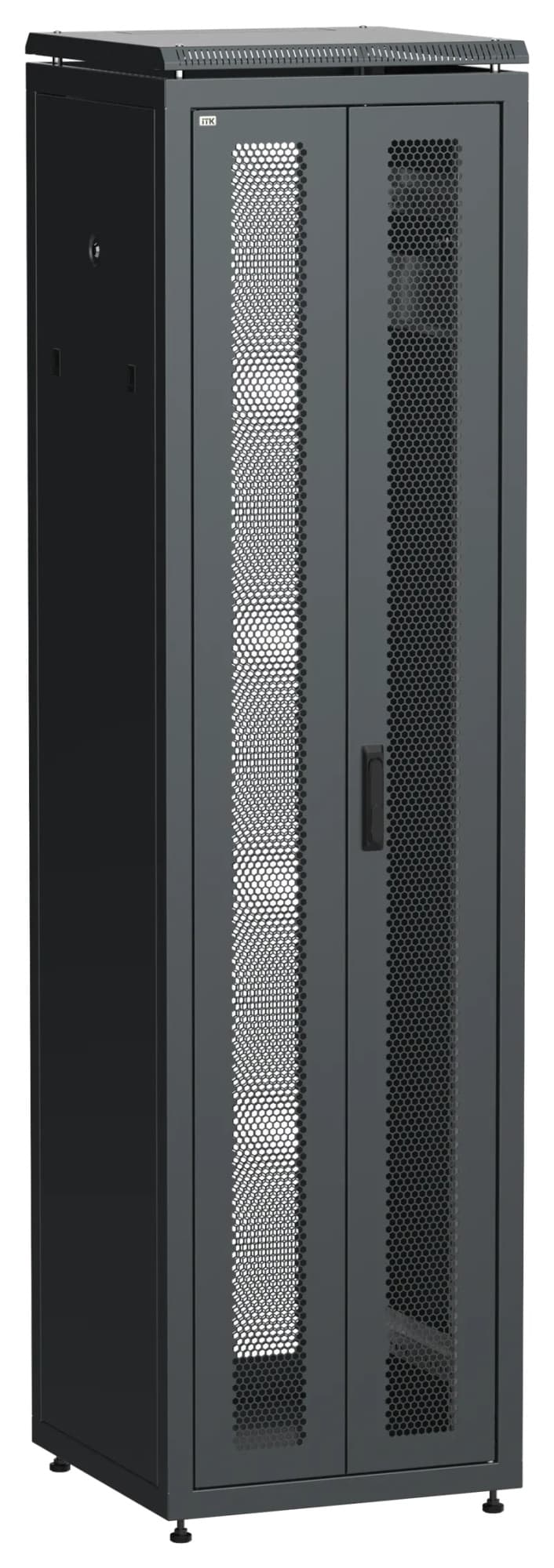 Шкаф напольный сетевой 19' LINEA N 47U 600х600мм передняя распашная перфорированная дверь задняя перфорированная черный