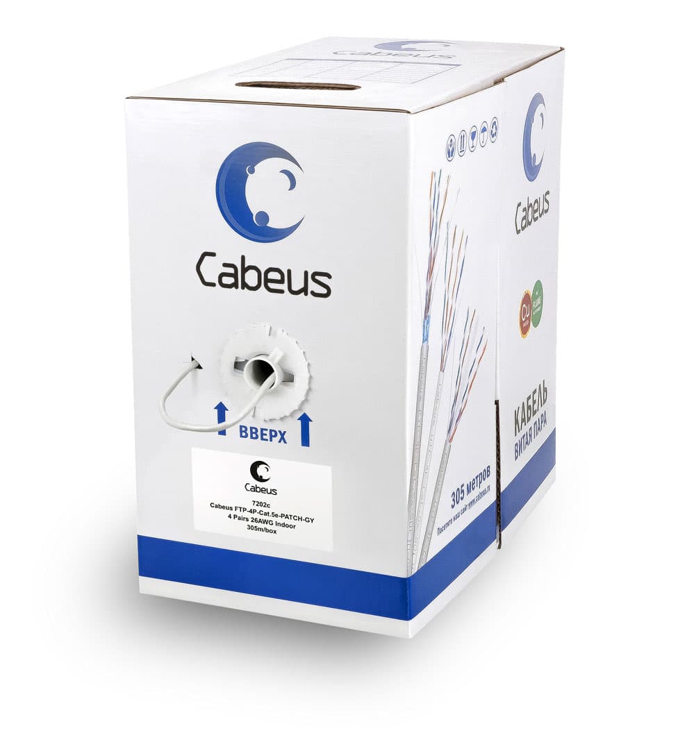 Витая пара F/UTP Cat 5e 4 пары 26 AWG patch PVC нг(А)-LS серый 305м