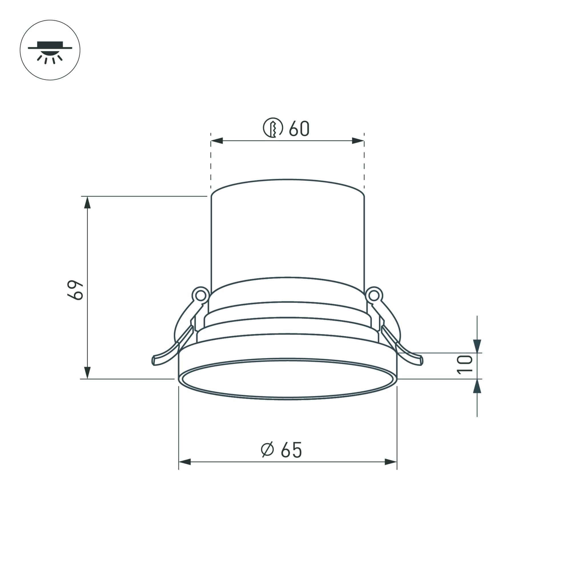 Экран матовый ROUND-D18-2000 OPAL (ARL, Пластик)