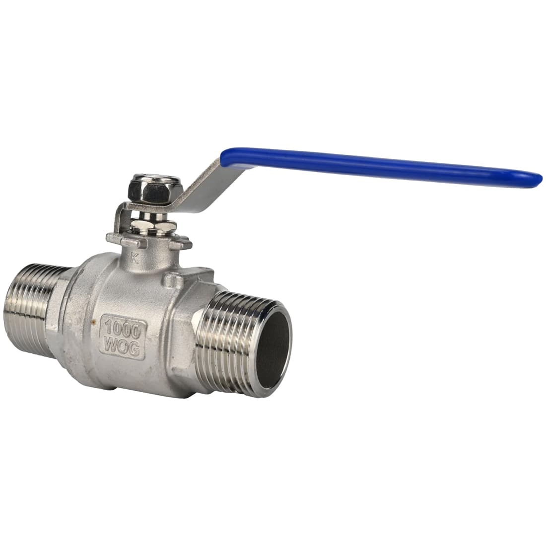 Кран шаровой 304-304-PTFE-FP-T-H НР/НР Ду15 Ру63 нержавеющая сталь AISI 304, полнопроходной, наружная резьба/наружная резьба, уплотнение PTFE, ручка-рычаг