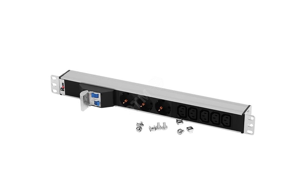 Блок розеток Rem-32 автомат 3 Sсhuko 5 IEC 60320 C13 32A 19' колодка