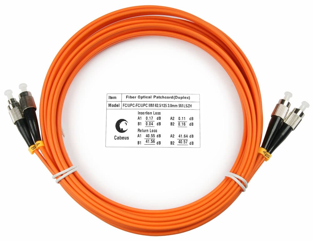 Патч-корд оптический duplex 5м FC-FC 62,5/125MM LSZH