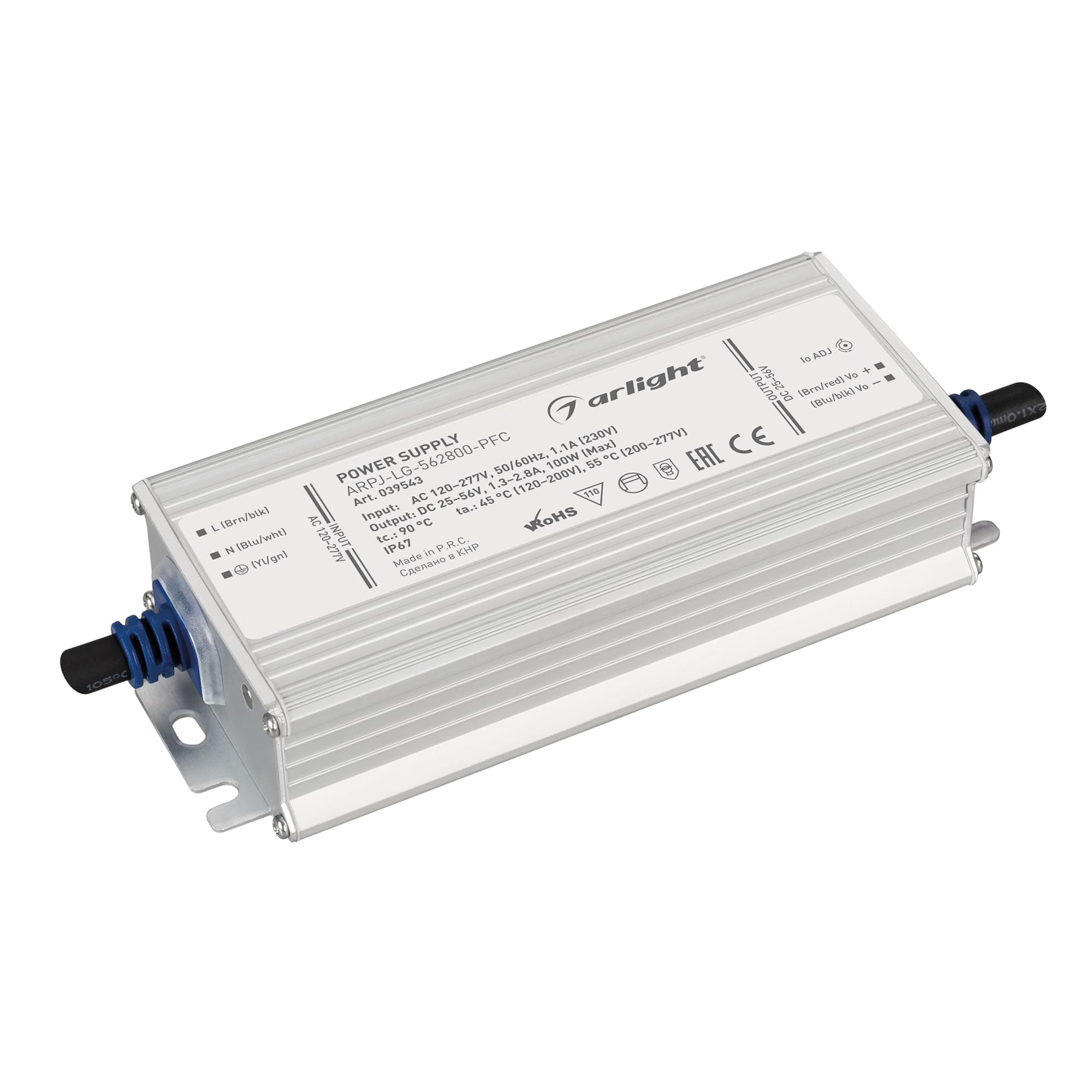 Блок питания ARPJ-LG-562800-PFC (100W, 25-56V, 1.3-2.8A) (IP67 Металл, 5 лет)