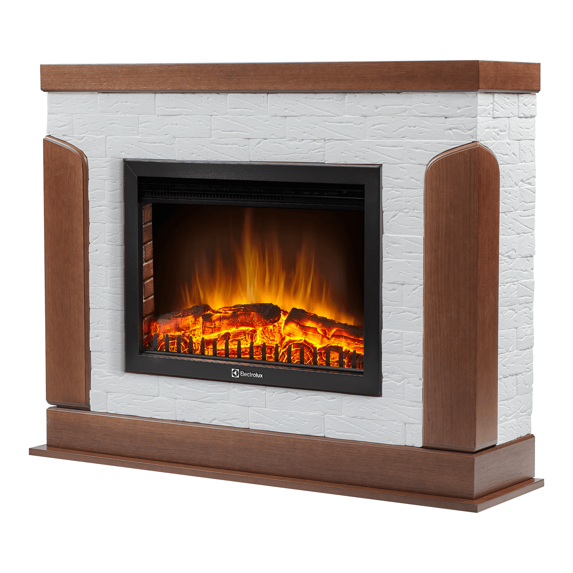 Портал для камина Prestigio 25 из камня белый кирпич и шпон дуб