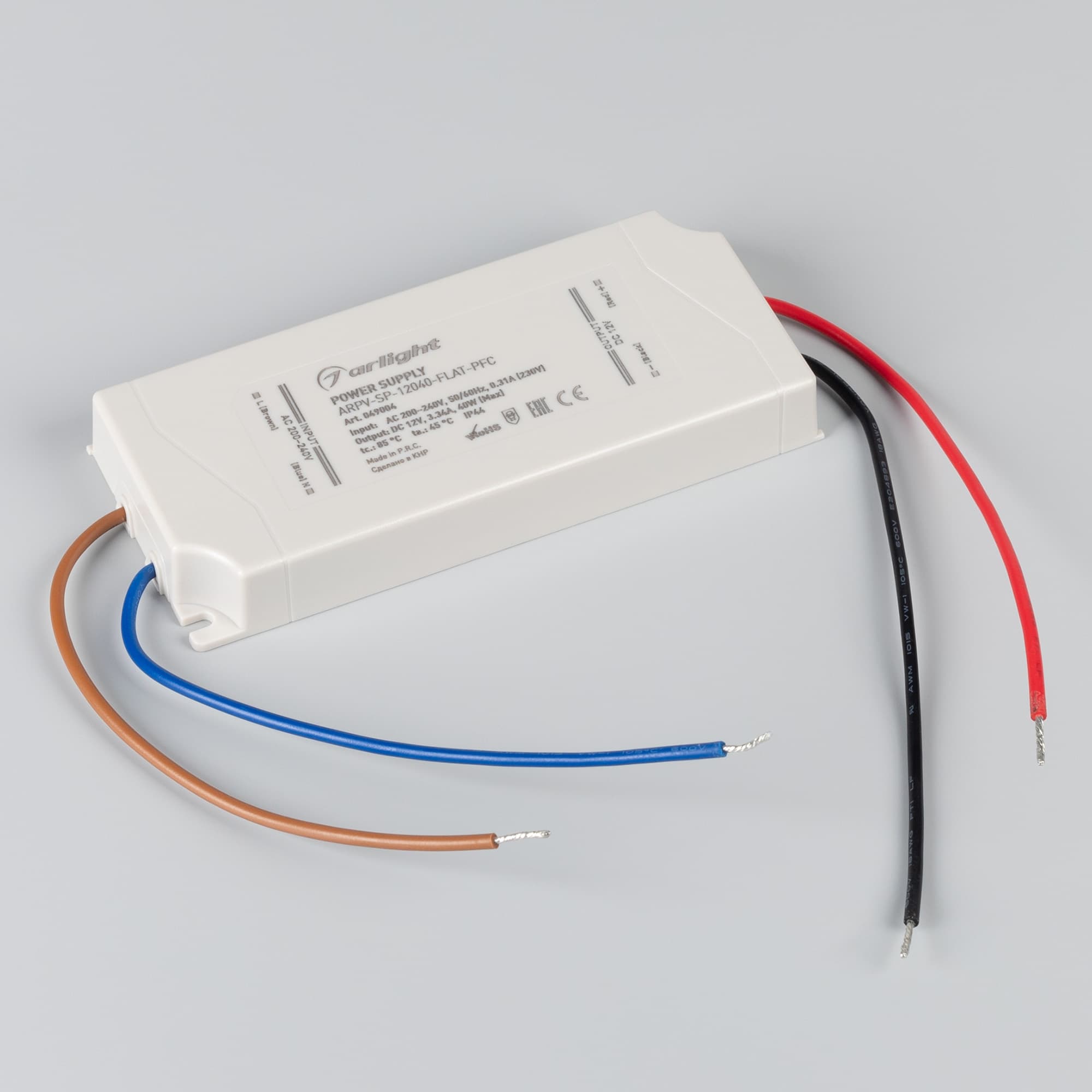 Блок питания ARPV-SP-12040-FLAT-PFC (12V, 3.34A, 40W) (IP44 Пластик, 5 лет)