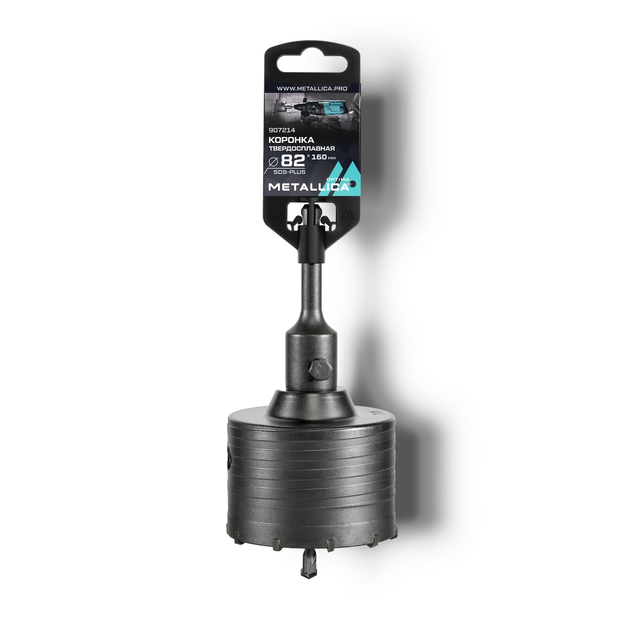 Коронка тв. спл. SDS-plus 82x160/100 мм, h=50мм, М22,0х2,0 мм, с адаптером