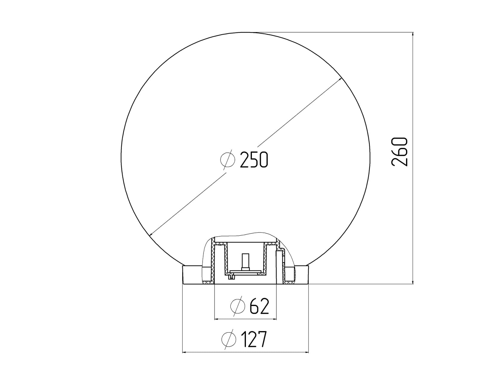 Светильник на опору/кронштейн НТУ 01-60-251 шар белый IP44 Е27 max60Вт d250mm