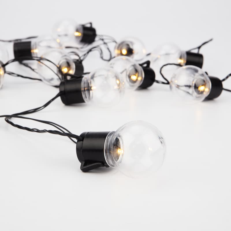 Гирлянда-лофт светодиодная 5 м, черный ПВХ, 20 LED, теплое белое свечение