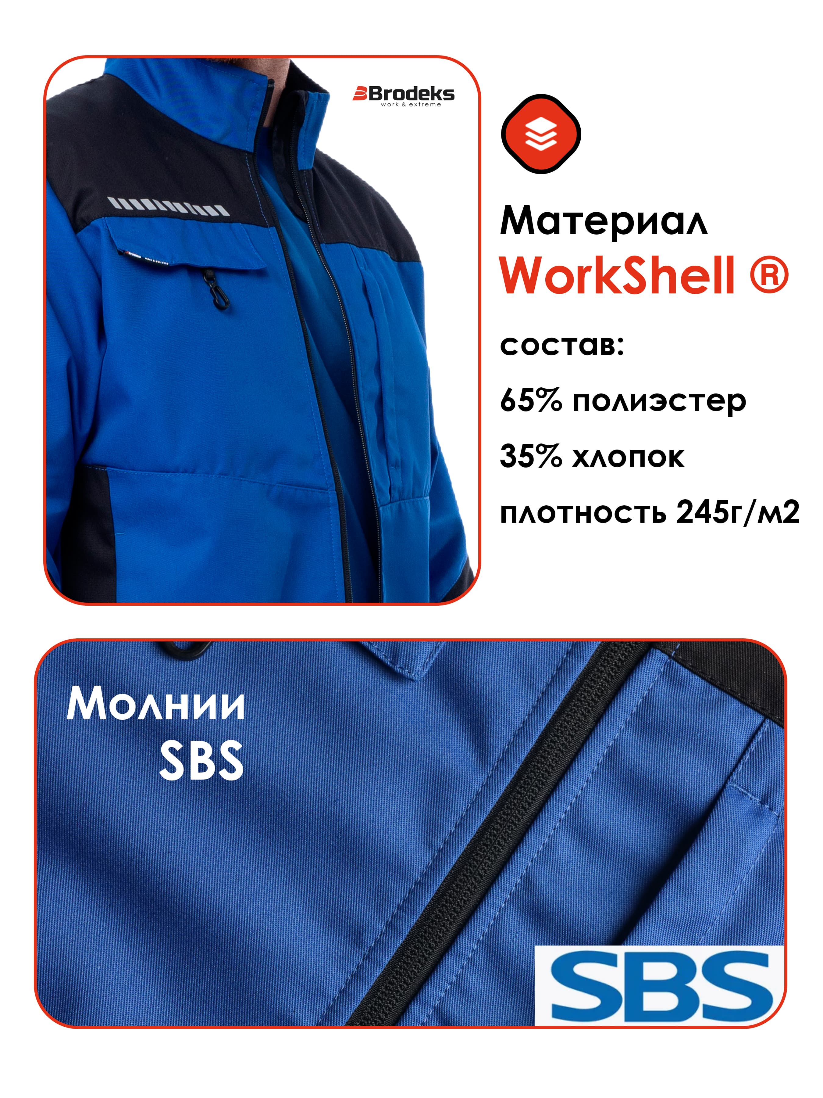 Куртка Brodeks KS234, синий/черный (M)
