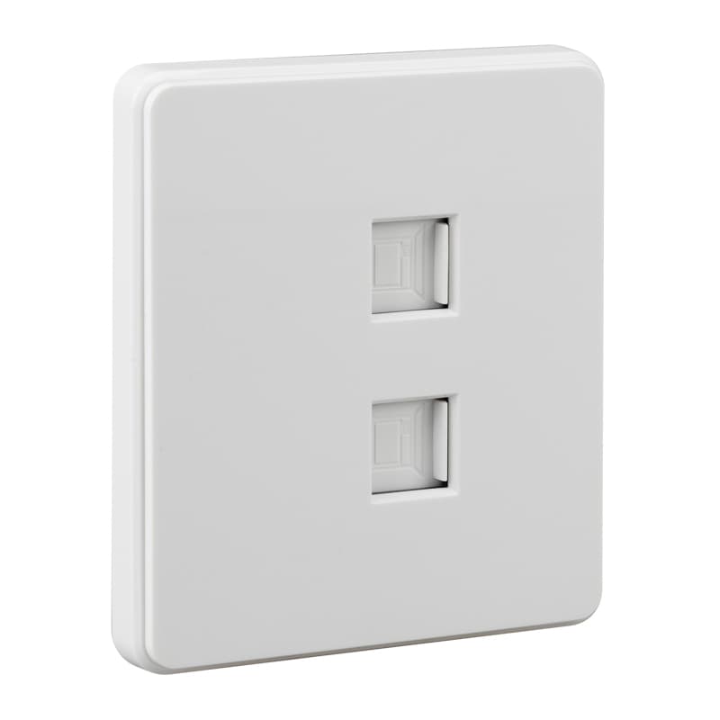 Розетка ROUND двойная компьютерная RJ45+RJ45 категория 6 перламутр