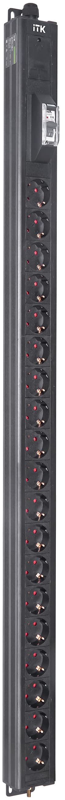 Блок распределения питания ITK BASE PDU PV0111 25U 1ф 16А 19SCHUKO 2.6м SCHUKO