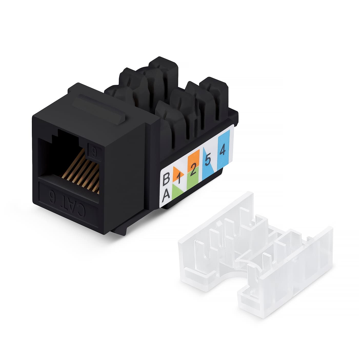 Вставка Keystone Jack RJ-45, категория 5e, заделка тип 110, черная, со стяжкой