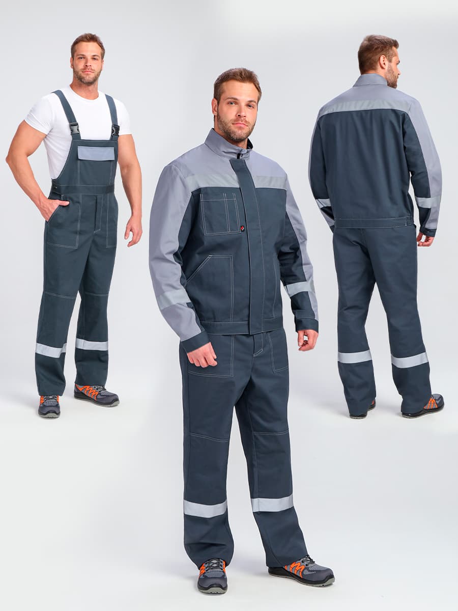 Костюм Бриготек-2 СОП (тк.Смесовая,260) п/к, т.серый/св.серый 56-58/ 194-200