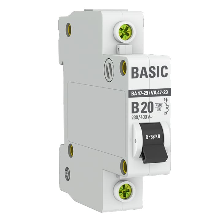Выключатель автоматический 1P 20А (B) 4,5кА ВА 47-29 Basic