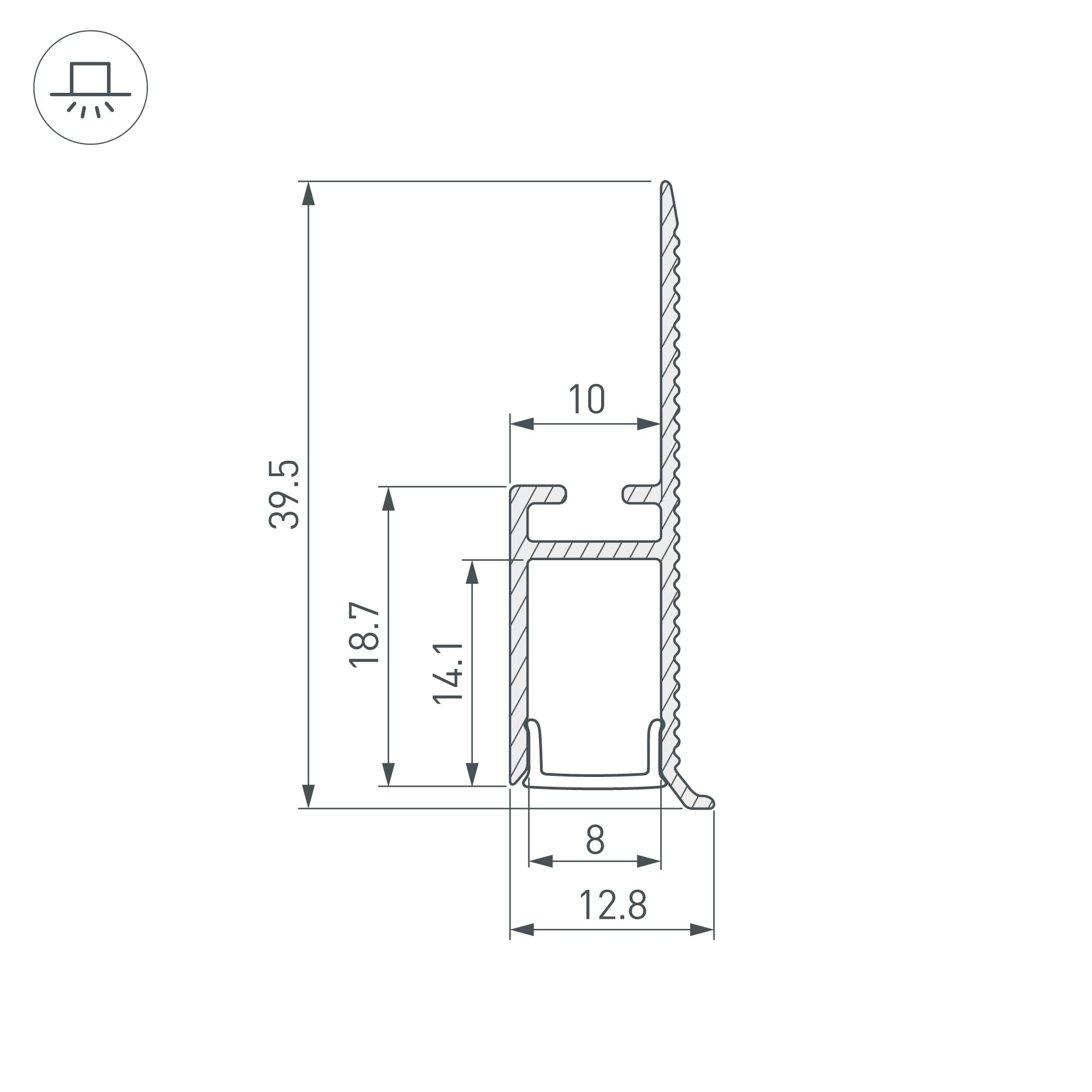 Профиль WALL-FANTOM-BENT-W10-SIDE-2000 ANOD (Алюминий)