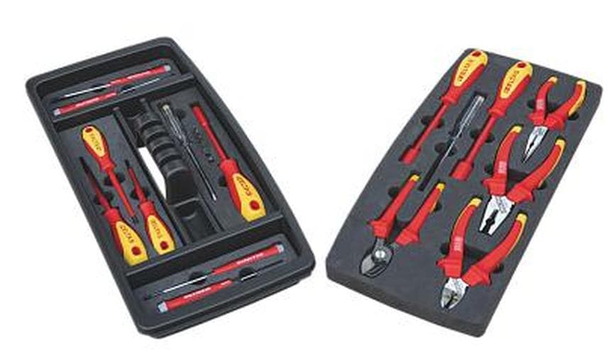 Ящик пластиковый 19'' с инструментами для электриков 23 предмета, 480х260х242