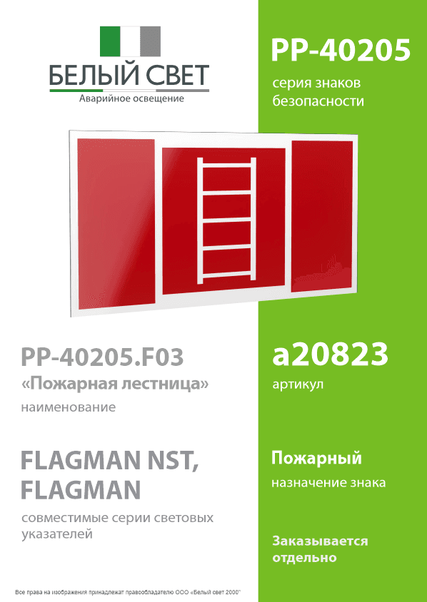 Знак безопасности PP-40205.F03''Пожарная лестница''
