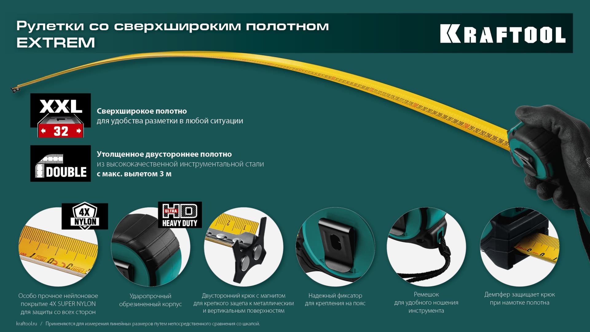 Рулетка со сверхшироким полотном Extrem 5м х 32мм