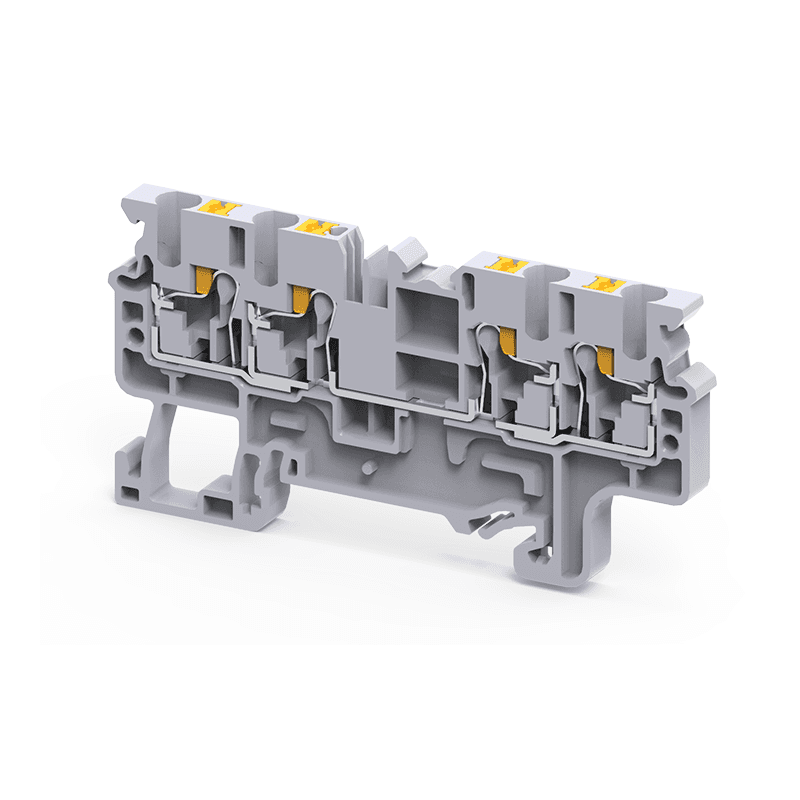 Клемма с 4 конт. push-in 2,5 кв.мм OptiClip СP-2,5-QUATTRO-(0,2-2,5)-I-серый