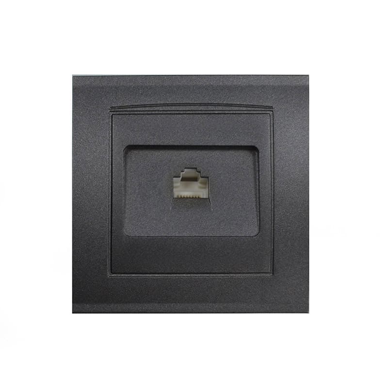 Розетка компьютерная RJ45 серия Бриллиант, скрытой установки, 1А, механизм, графит