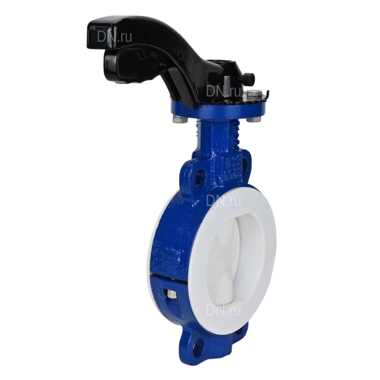 Затвор дисковый поворотный WCB-WCB-PTFE-PTFE-Fb-H Ду125 Ру16 корпус углеродистая сталь WCB, диск углеродистая сталь WCB, футерованный PTFE, уплотнение PTFE, с ISO-фланцем F07, квадрат 14х14, крутящий момент 75Нм, с рукояткой