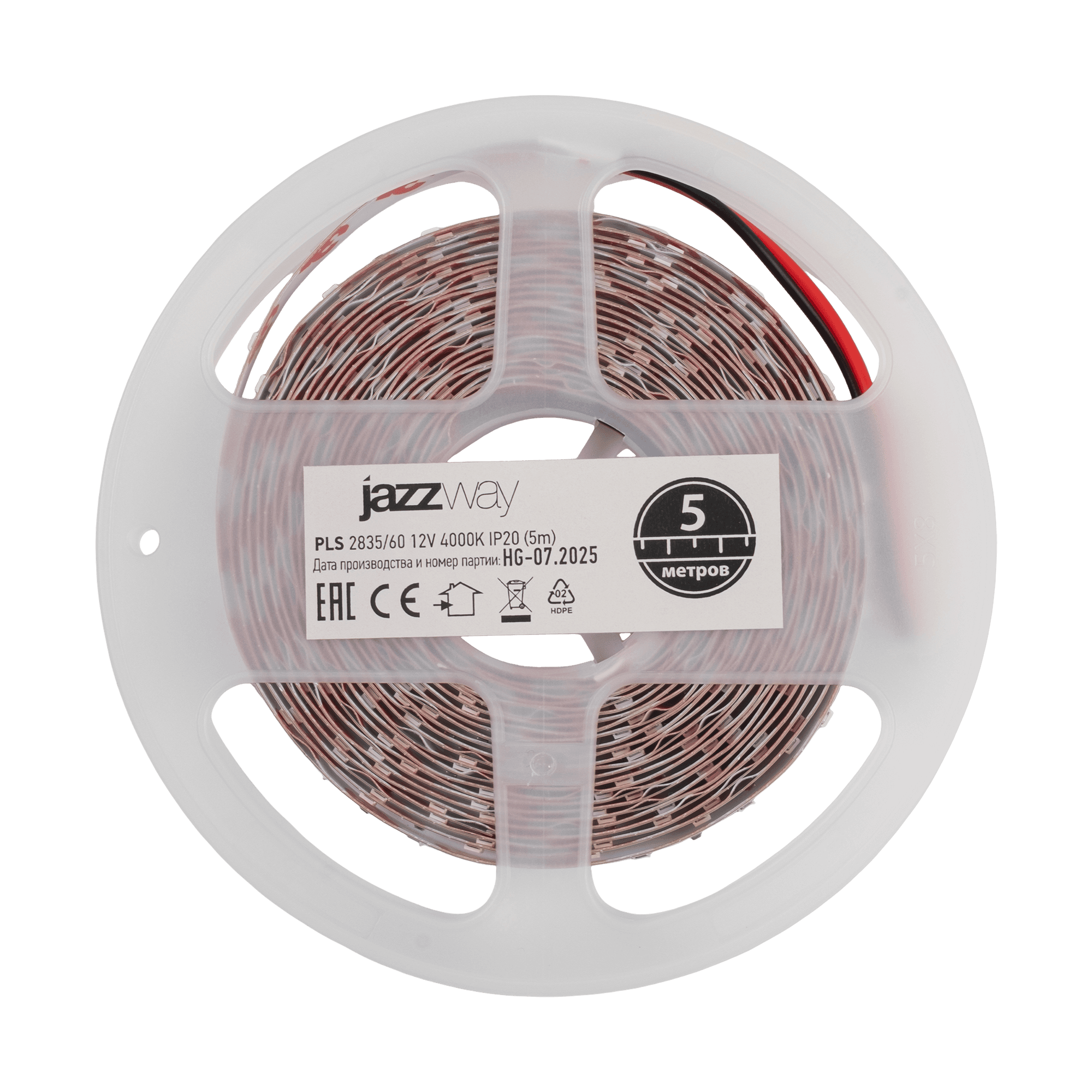 Лента светодиодная 6Вт/м 12В 4000К белый IP20 60 LED/м 5м JazzWay