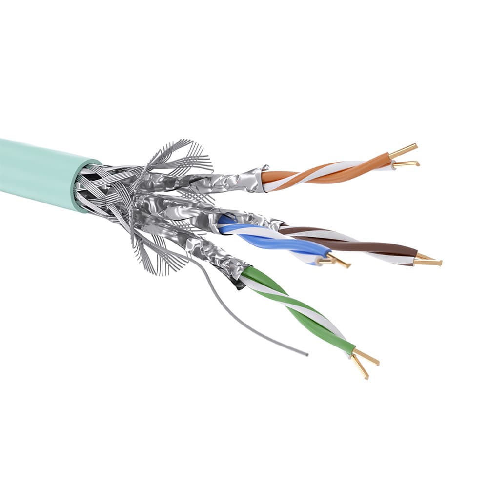 Витая пара S/FTP 4 пары CAT 6A нг(А)-HF бухта аква 500м