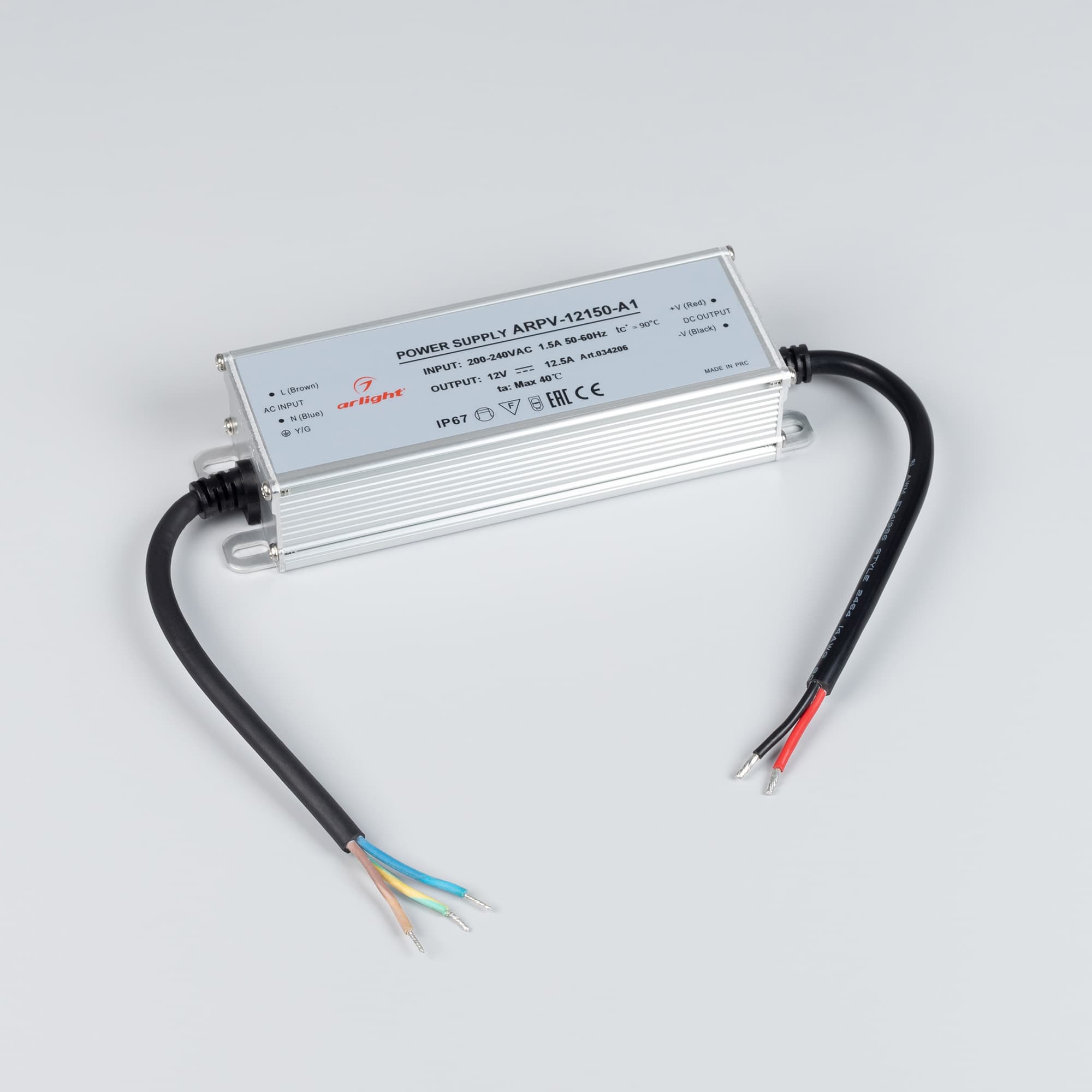 Блок питания ARPV-12150-A1 (12V, 12.5A, 150W) ( IP67 Металл, 3 года)