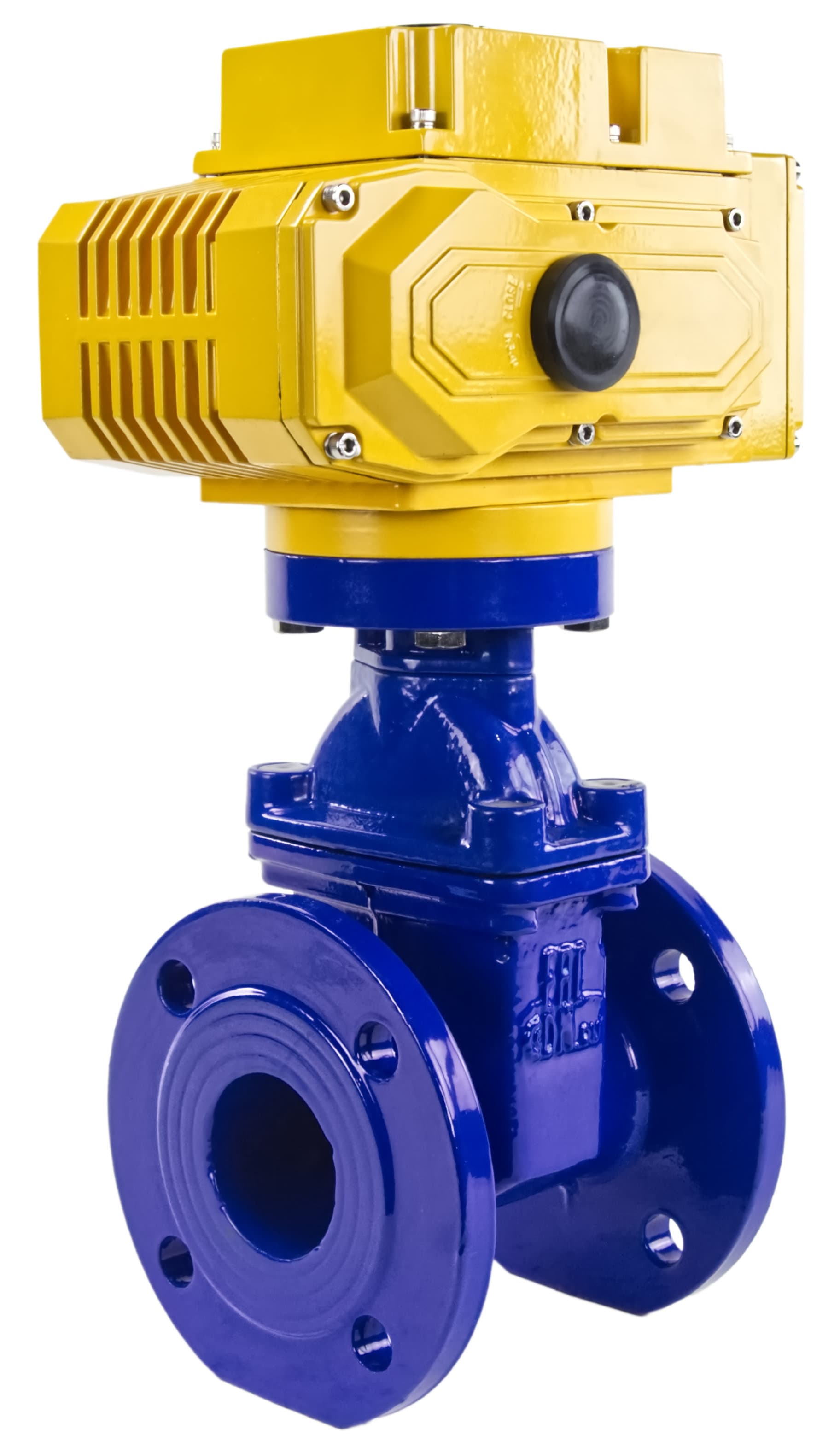 Задвижка клиновая 30ч939р с обрезиненным клином синяя GGG50-EPDM-F4-BLUE Ду200 Ру10 110-120 град. с электроприводом M200-380, 380В