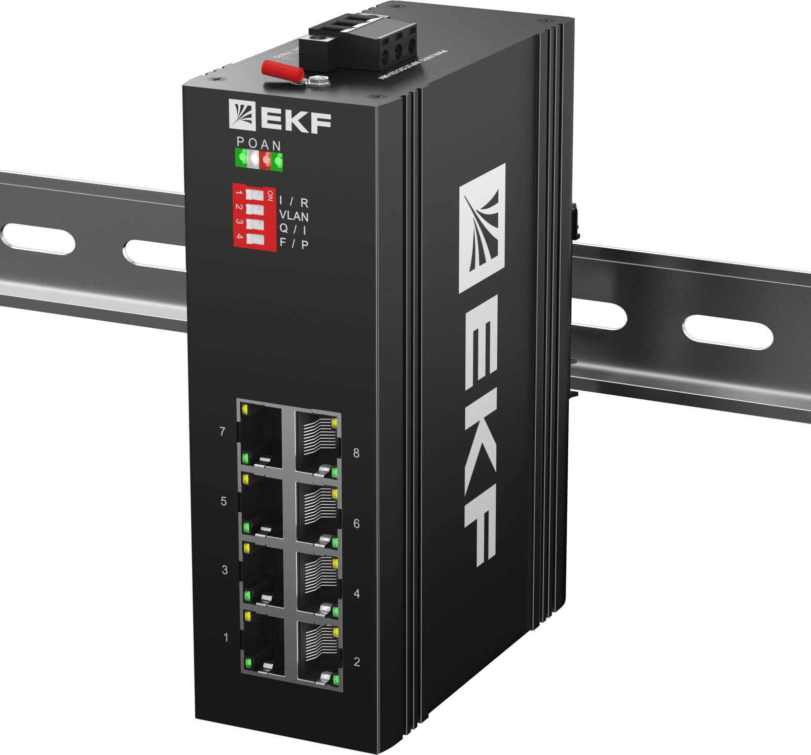Коммутатор промышленный неуправляемый U-8GTP, 8 портов 10/100/1000Base-T(X) RJ45 c PoE, монтаж на динрейку TSX EKF