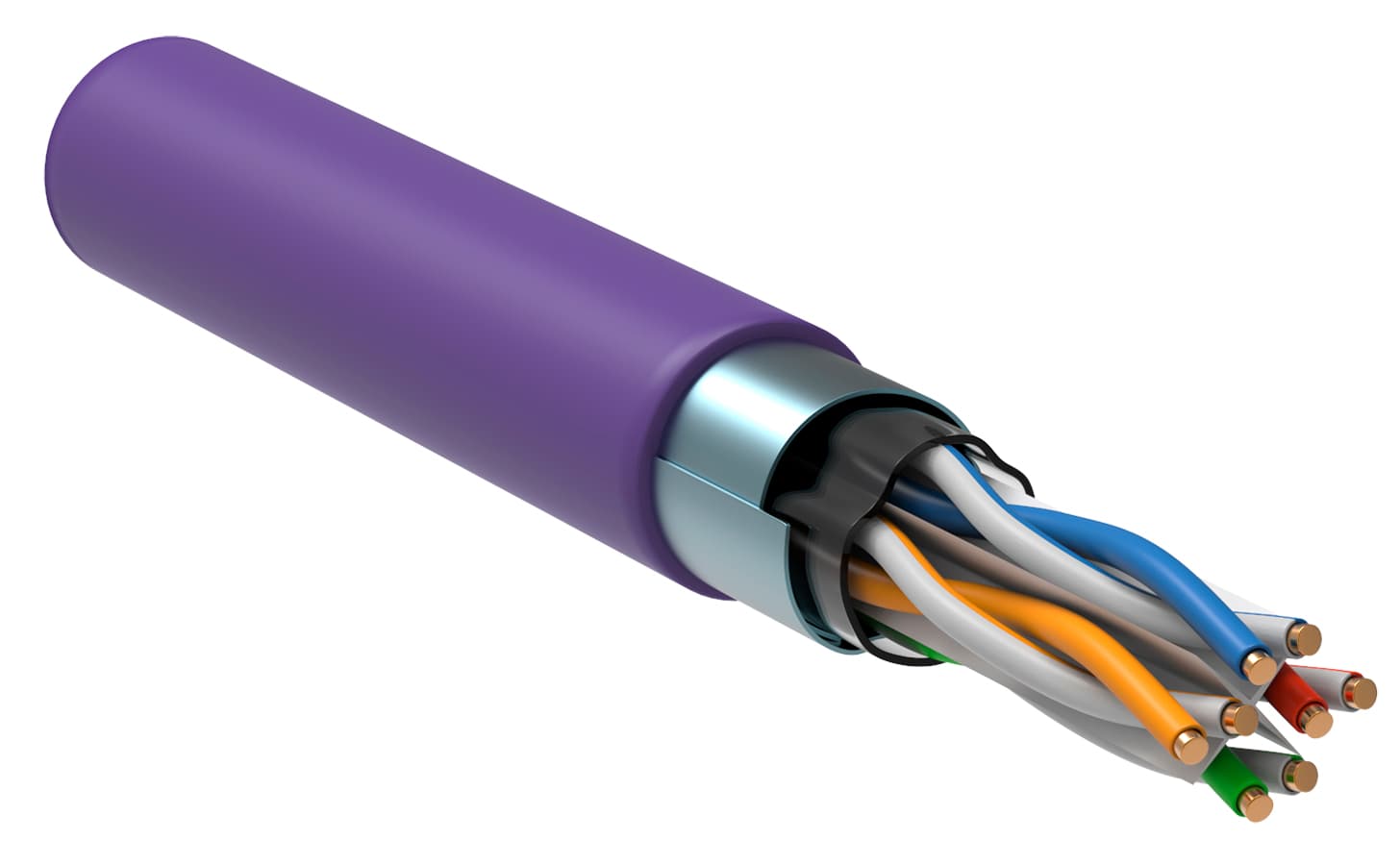 Витая пара F/UTP кат 6 4х2х23AWG solid LSZH 305м фиолетовый