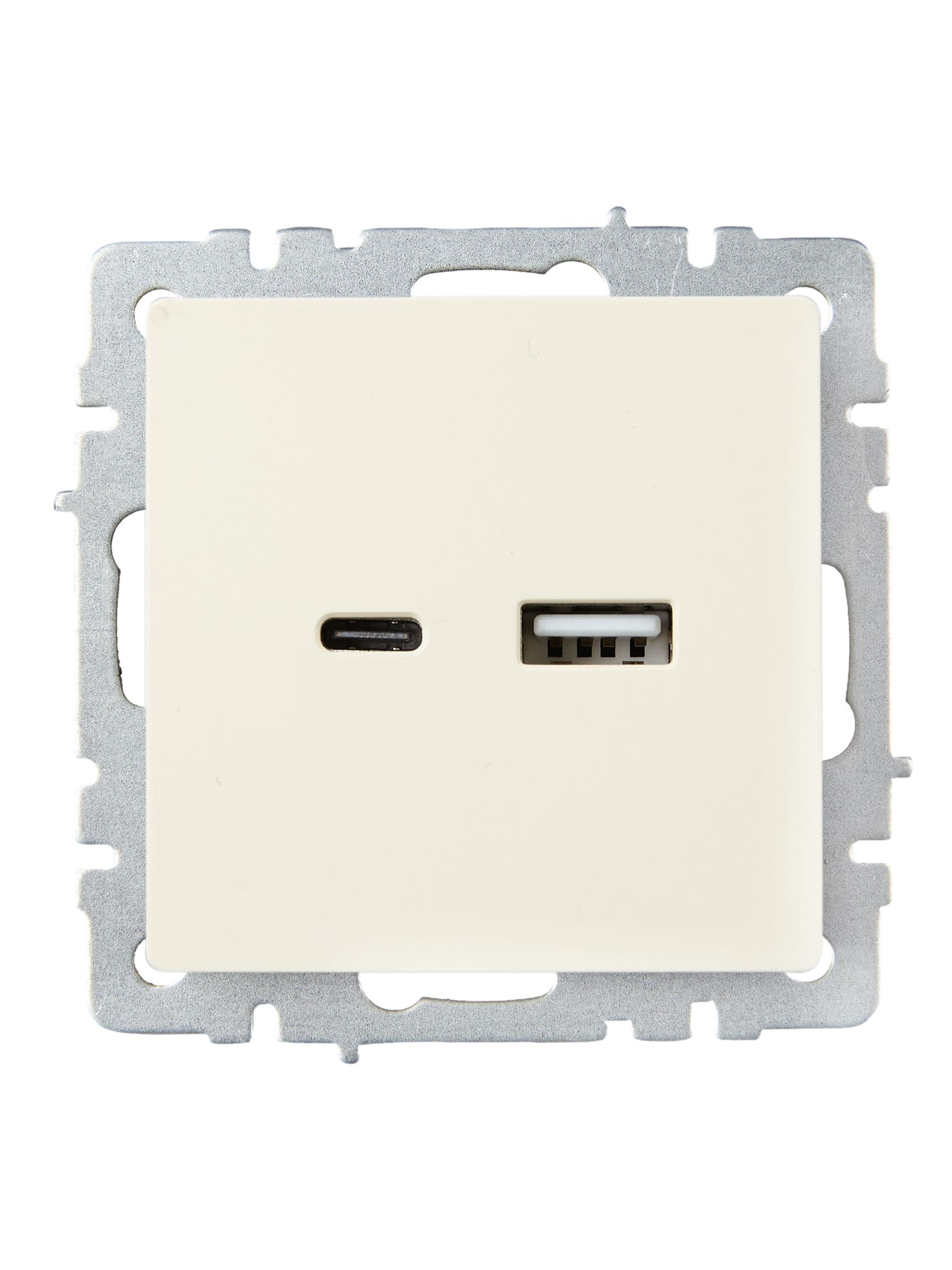 BRITE Розетка USB A+C 18Вт РЮ11-1-БрКр бежевый