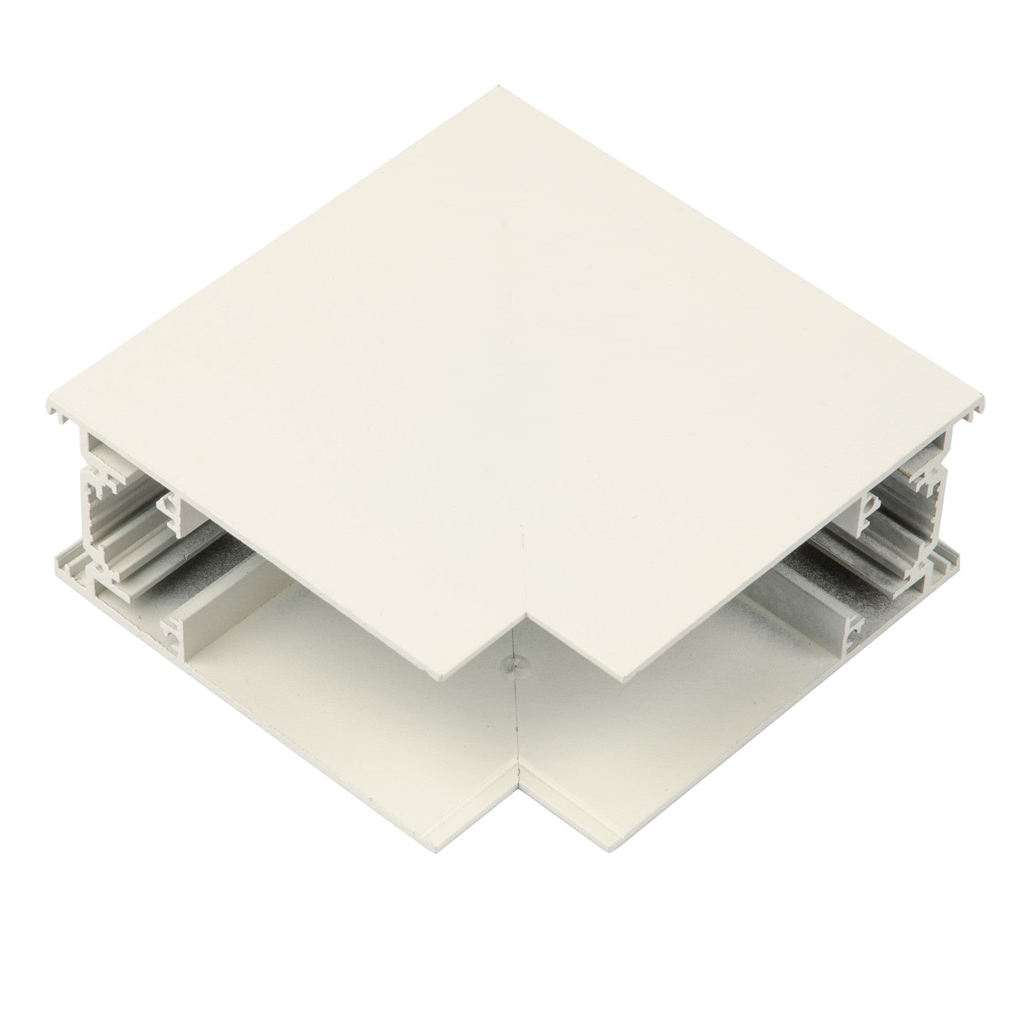 Коннектор UBX-MS22/35 WHITE для накладных магнитных шинопроводов, 35 мм. Угловой. Вертикальный. Белый.