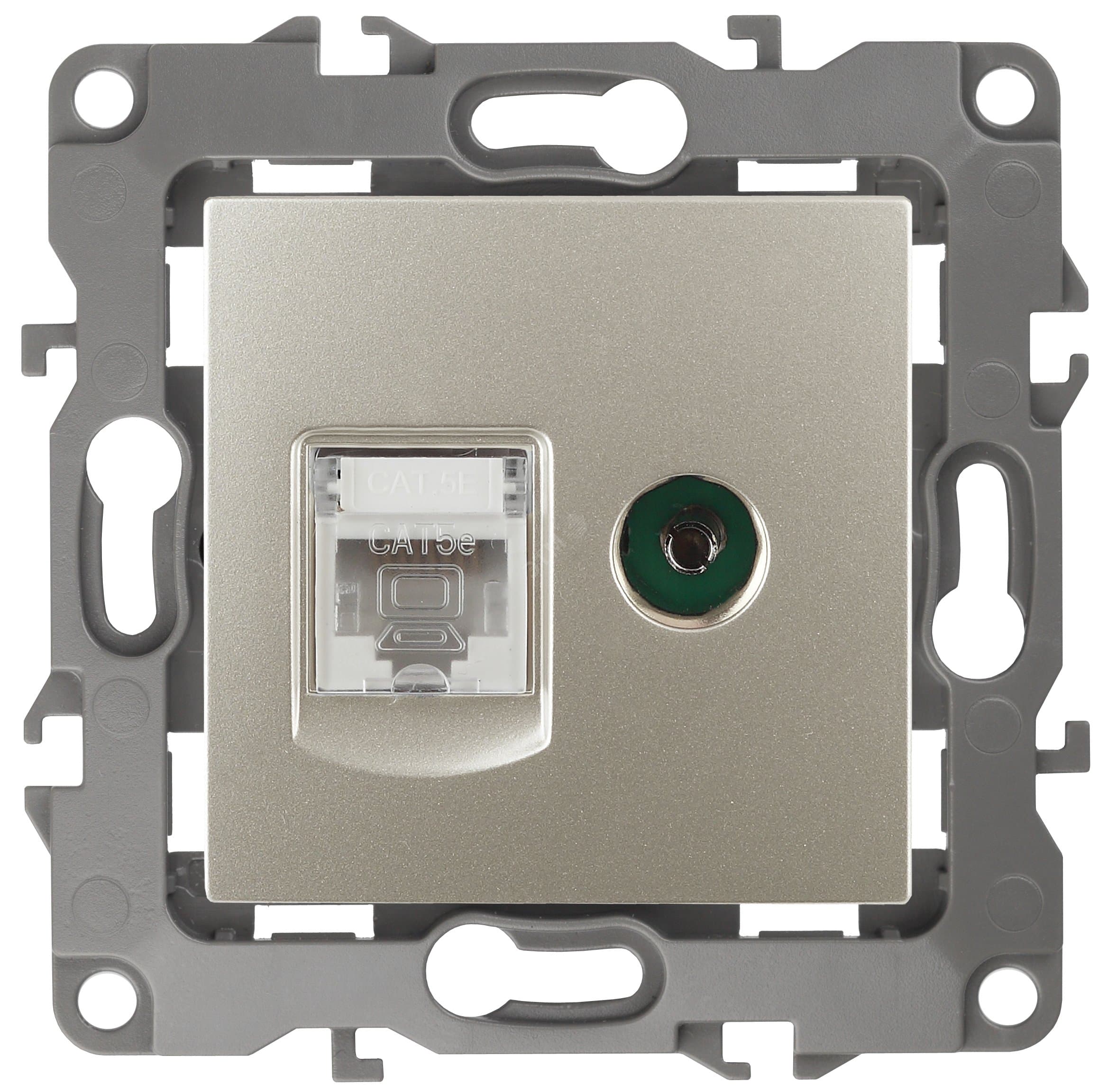 Розетка комбинированная RJ45+TV, Эра12, шампань, 12-3110-04