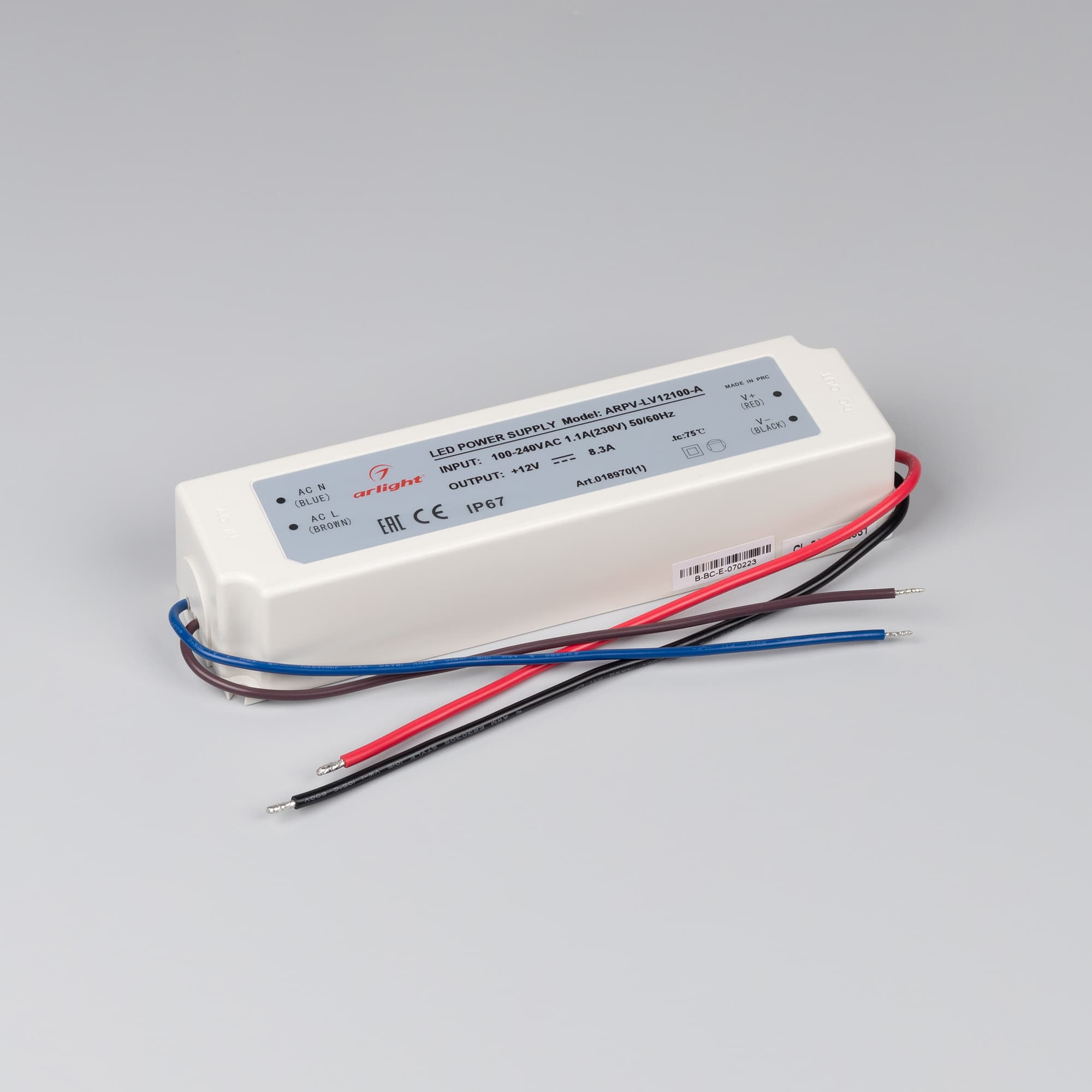 Блок питания ARPV-LV12100-A (12V, 8.3A, 100W) ( IP67 Пластик, 3 года)