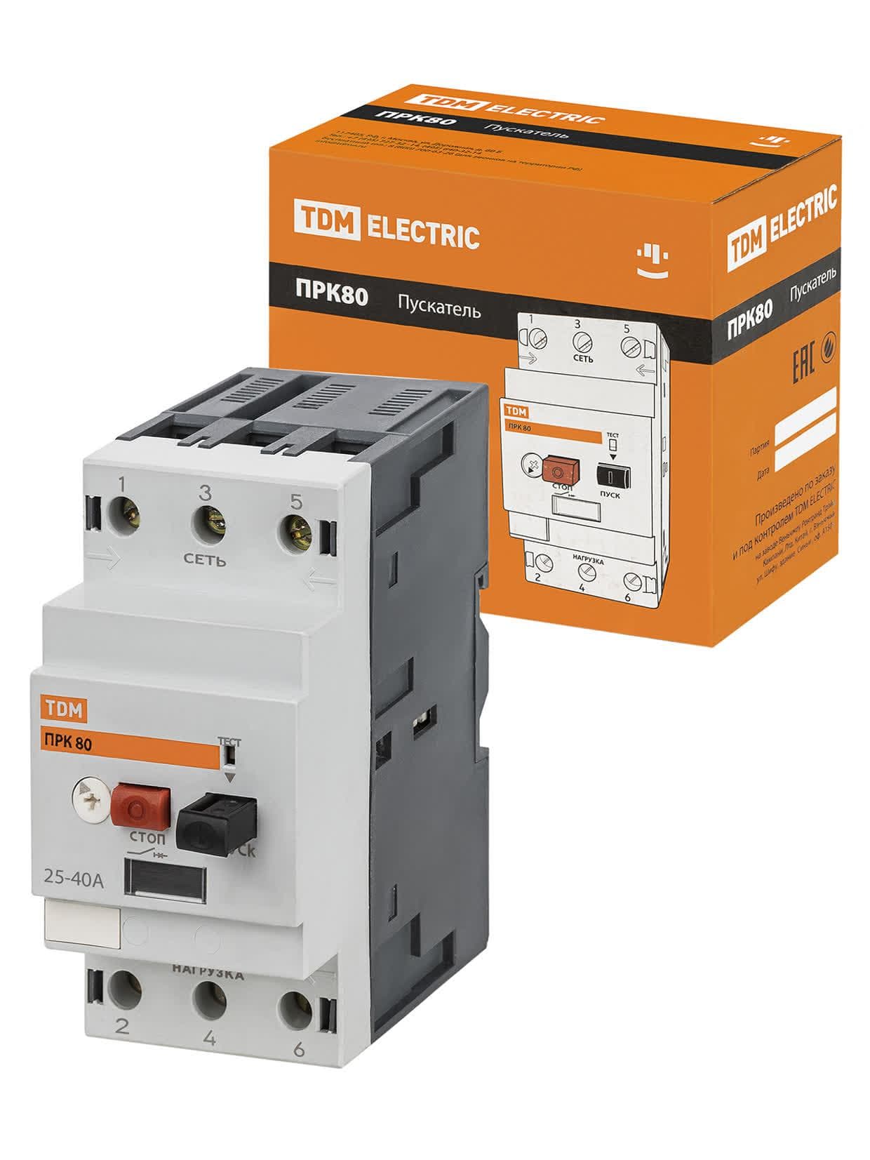 Пускатель ПРК80-40 In=40A Ir=25-40A Ue 660В