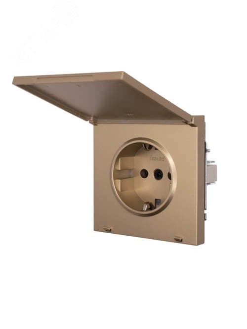 ZIMA Розетка с заземлением с крышкой, 16 А, механизм, золото Lezard 704-3688-123BQC