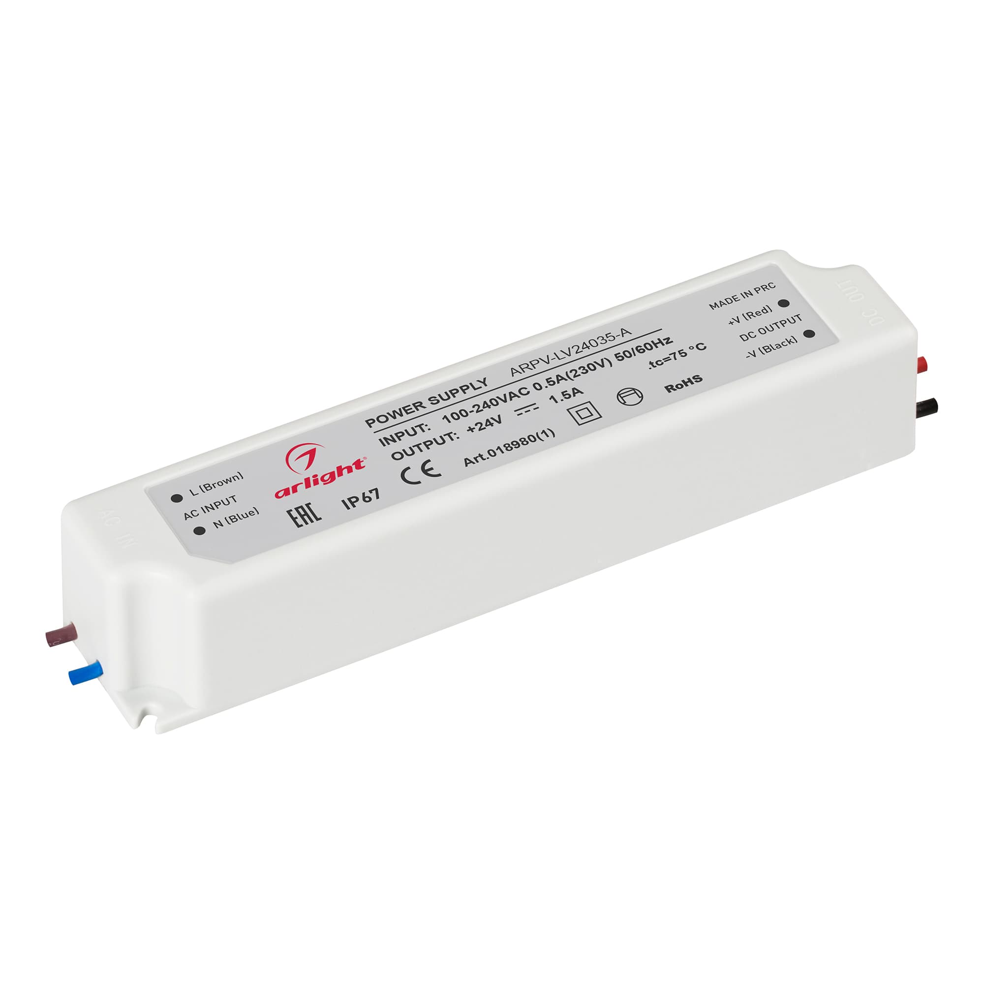 Блок питания ARPV-LV24035-A (24V, 1.5A, 35W) ( IP67 Пластик, 3 года)