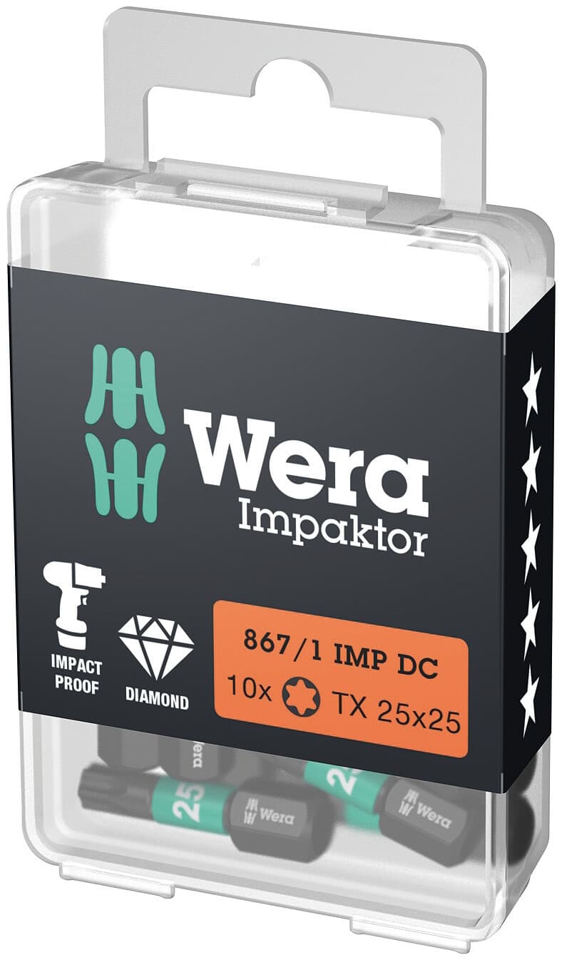 Бита ударная 867/1 IMP DC Impaktor TORX алмазное покрытие хвостовик 1/4 C 6.3 TX 25X25 мм
