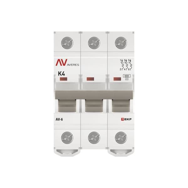 Выключатель автоматический AV-6 3P 4A (K) 6kA AVERES